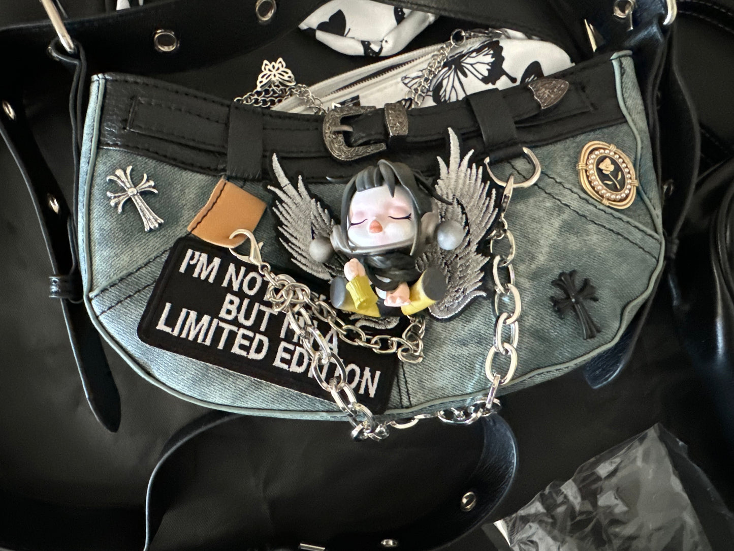 SP Art doll purse denim