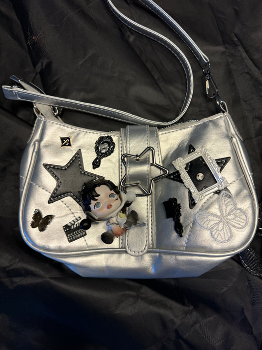 Art doll purse silver star